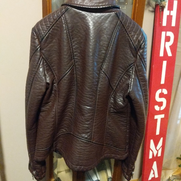 Guess Brown Faux Leather Jacket - Picture 2 of 3